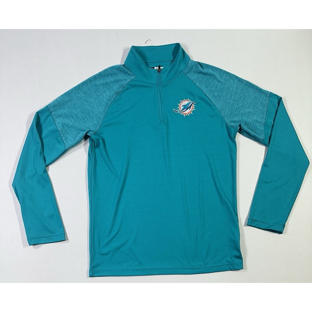 Miami Dolphins NFL Team Apparel Men's M 1/4 Zip Pullover Shirt Teal READ‎